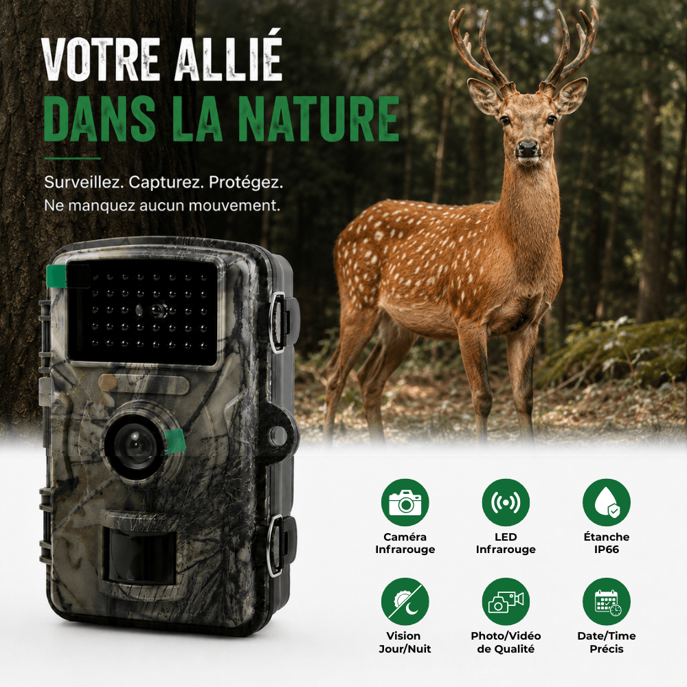 Caméra de Chasse Infrarouge HD avec Vision Nocturne