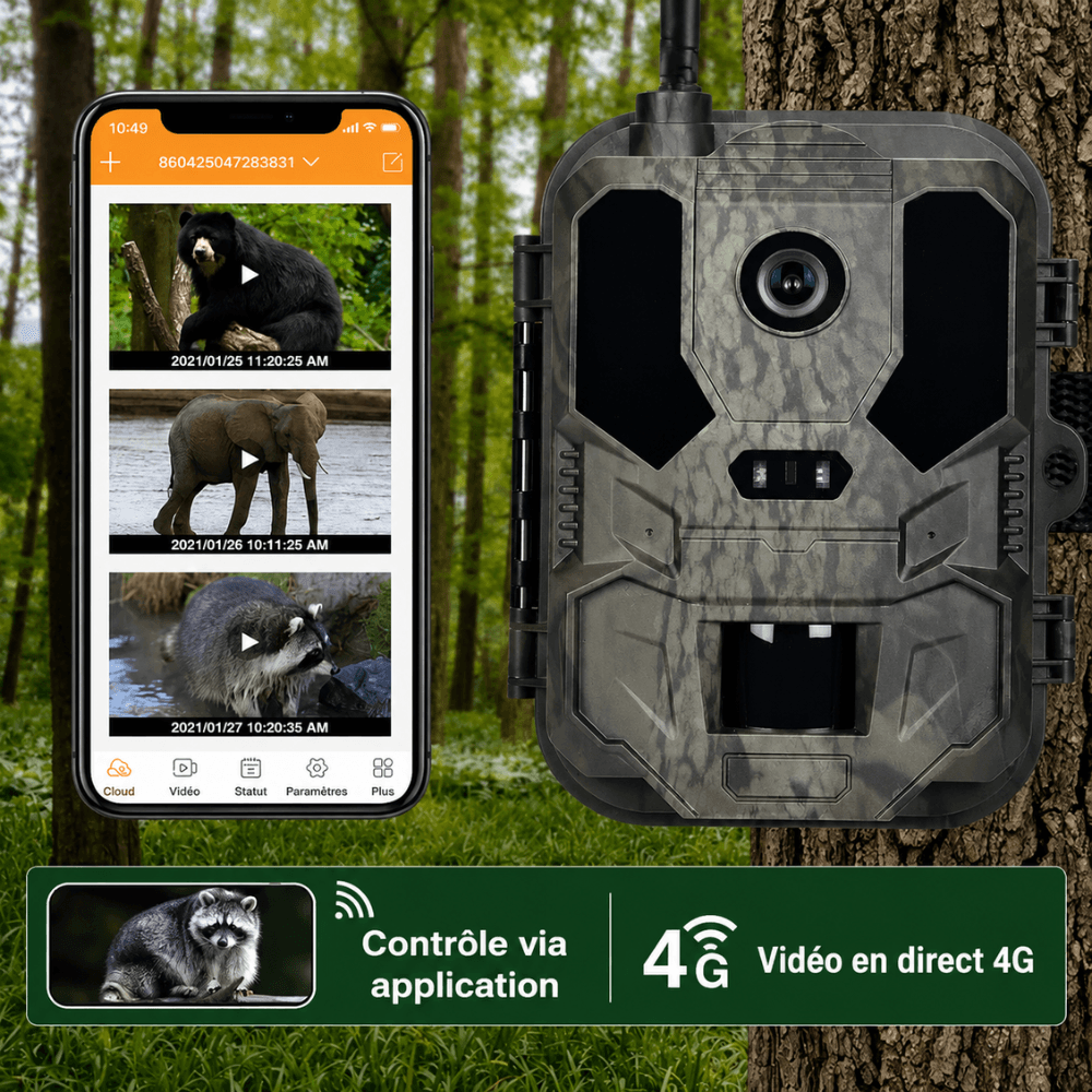 Caméra de Chasse 4K Cellulaire 4G LTE avec Batterie