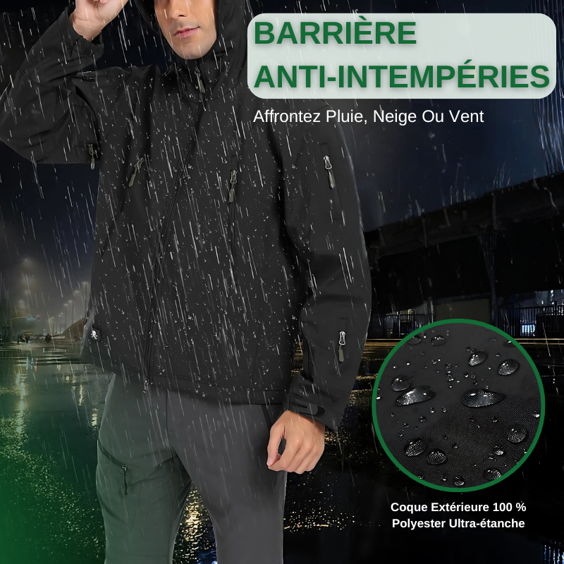 Veste Pluie Militaire Imperméable MOKBAY - Coupe-vent Avec Capuche Et Poches - Idéale Pour Randonnée Et Quotidien