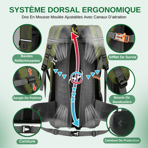 Sac à Dos Randonnée 50L - Imperméable & Trekking