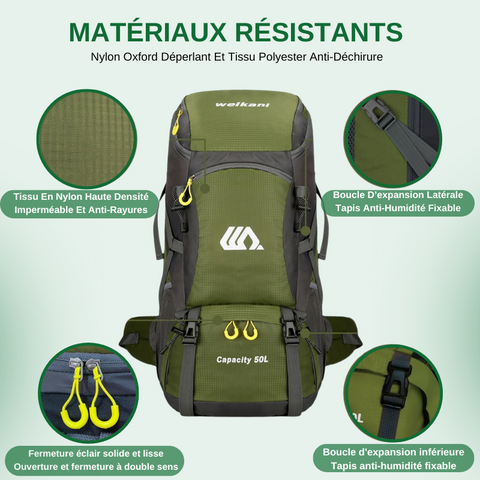 Sac à Dos Randonnée 50L - Imperméable & Trekking