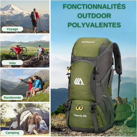 Sac à Dos Randonnée 50L - Imperméable & Trekking