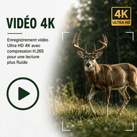 Caméra de Chasse Solaire 50MP 4K avec Vision Nocturne